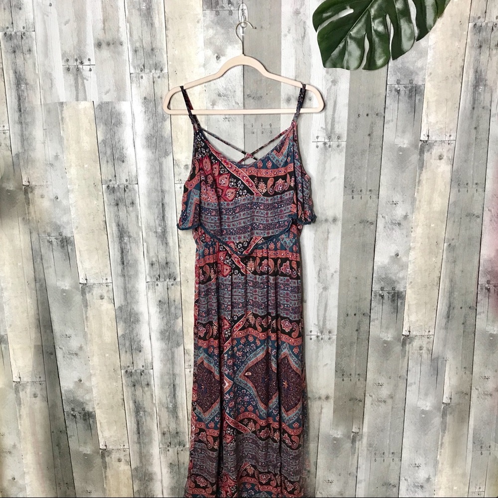 American Eagle Double Slit Maxi Dress C8